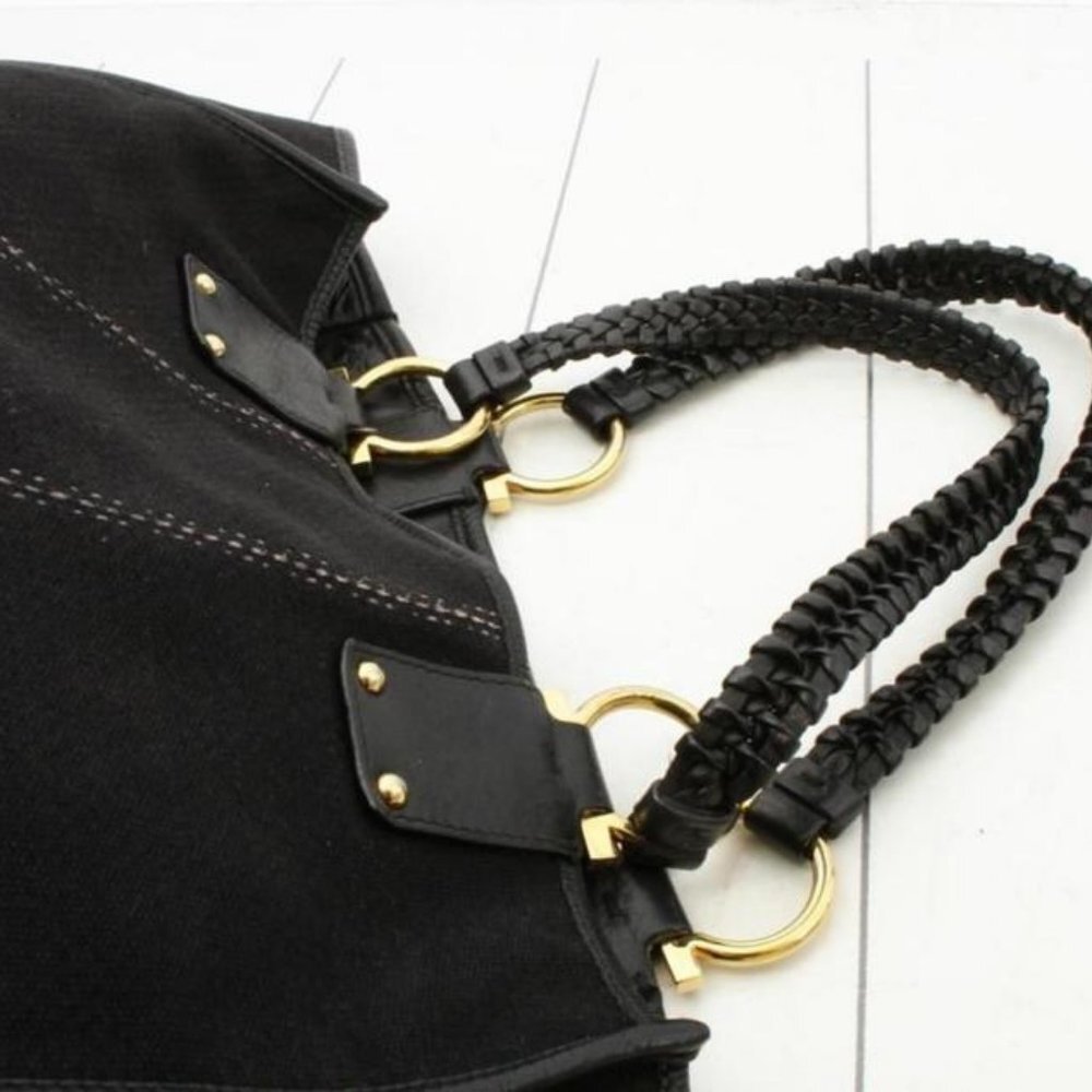 Salvatore Ferragamo Black Gancini Logo Shopper Tot - Picture 2 of 12